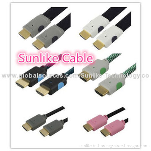 HDMI Cables with Double-color Molding, 24K Gold-plated Connector